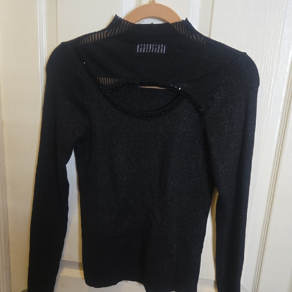 Everly Black Ribbed Knit Top - Picture 1 of 6